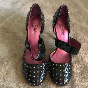 Oh Deer navy heeled Mary Janes.